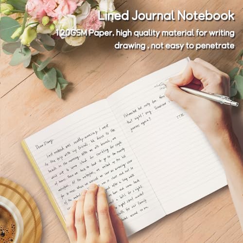 2-Pack Ruled Notebook with golden edge, Hardcover Notebook with 120Gsm Thick Pages, 5.8 * 8.3 Inches, Gold jou — view 6