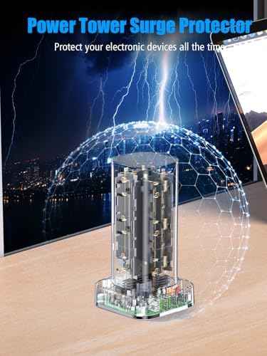 Tower Power Strip with 15W Wireless Charger, 10FT Flat Plug Extension Cord with Multiple Outlets, 12 AC Outlet — view 5