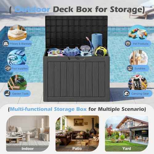 Outdoor Storage Box, 50 Gallon Resin Deck Boxes Outdoor Waterproof For Patio Furniture, Garden Tools, Pool Sup — view 3