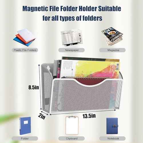 Magnetic File Holder 1 Pockets File Folder Organizer, Office Hanging Magazine Rack for File Cabinets, Magnetic — view 3