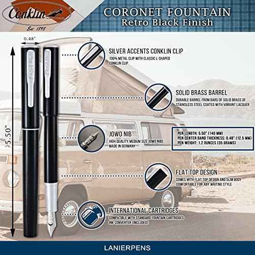 Conklin Coronet Black Fountain Pen with Medium Tip (CK71820) — view 5