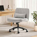 Criss Cross Chair with Wheels, Comfy Armless Cross Legged Office Chair with Wide Seat, Double-Thick Cushion, Pillow, Adjustab