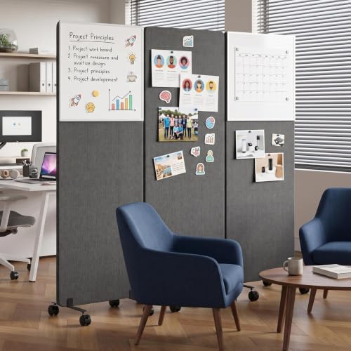 72in 3-Panel Soundproof Room Divider with Wheels, Heavy-Duty Acoustic — view 6