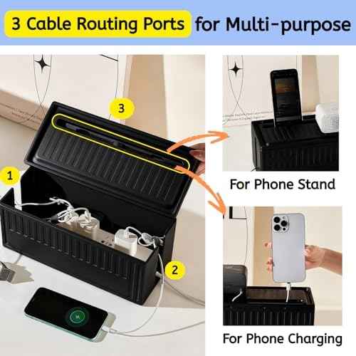 Cable Box - [142Pcs] Cable Management Kit, Medium Cord Hider Box to Conceal Power Strip Holder on Desk or Floo — view 6