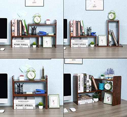 PAG-Mass Desktop Bookshelf Freestanding Wooden Countertop Bookcase Accessories Organizer Display Rack Dorm Des — view 5