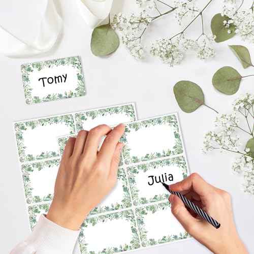 300 PCS Eucalyptus Name Tags Stickers, Self Adhesive Eucalyptus Theme Name Tag Labels Stickers for Back to Sch — view 4