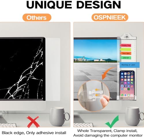 Monitor Memo Boards for Computer, Whole Transparent 2 Pack (Left & Right) Multifunction Acrylic Screen Message — view 3