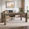 63" Solid Wood Executive Desk, Farmhouse Home Office Computer Desk,Large Simple Study Writing Table Business Workstation for 