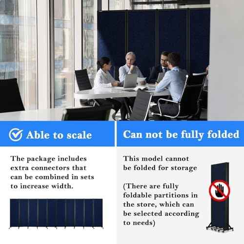Room Partition 2.0 Upgrade Version,6'L* 6'7"H,3 Panel,Blue — view 3