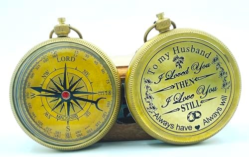 MADSNIIB Engraved Compass with Wooden Box, Antique Compass for him, Handmade Gift Ideas for Office,Home Decor, — view 4