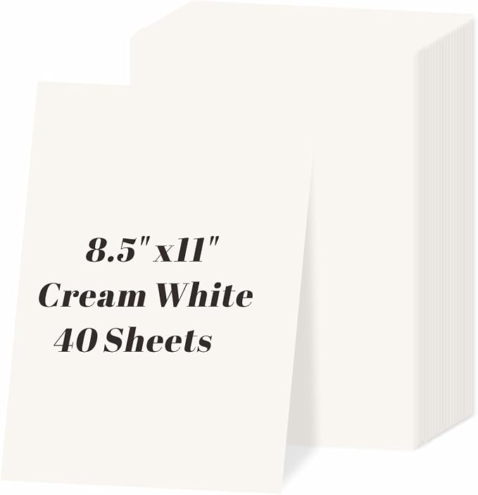 40 Sheets Cream Cardstock 8.5" x 11", 85lb/230gsm Ivory Card Stock, Off White