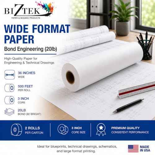 Wide Format Paper Bond Engineering Rolls (2 Rolls, 36 In x 500 Ft) — view 3