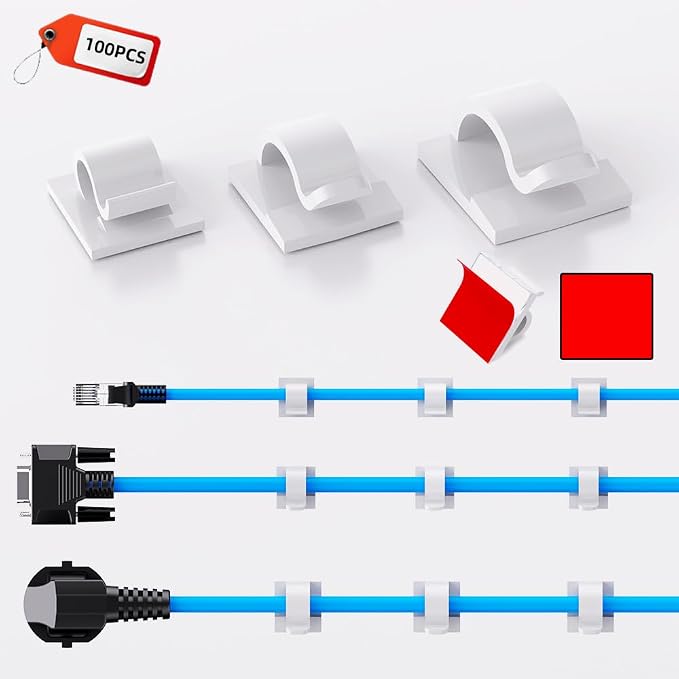 ITUGOU 100 PCS White Adhesive Cable Clips Cord Organizer, Wire Holder — view 2