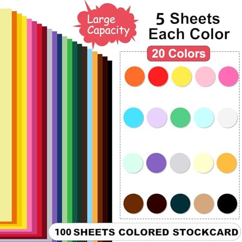 100 Sheets Colored Cardstock 8.5 "x 11", 65LB 180GSM Craft Bulk — view 2