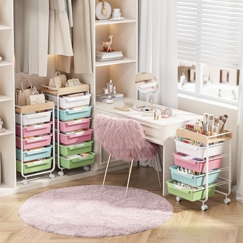 SYKIARIOL Rolling Storage Utility Cart with 5 Drawers,Colorful — view 6