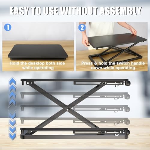 Keyboard Riser for Desk- 23.6’‘ Height Adjustable Standing Desk Converter, Table Lifter for Standing, Keyboard — view 6