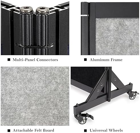 Room Partition, 8'5"L* 6'7"H,4 Panel,Light Grey — view 5