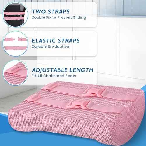 Lumbar Support Pillow for Office Chair, Back Support, Memory Foam, Pink — view 5