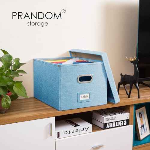 PRANDOM File Organizer Box - Set of 4 Collapsible Decorative Linen — view 2