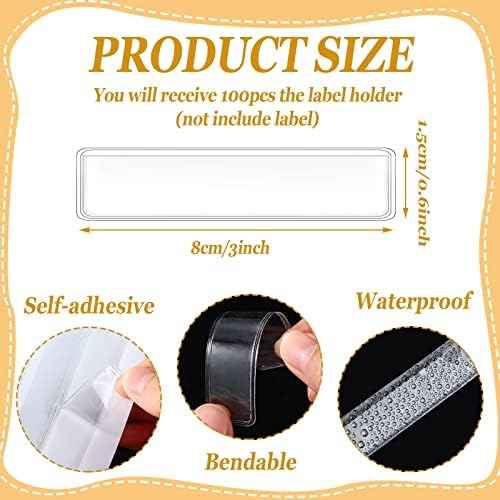 Jeyiour 100 Pcs Label Holders Adhesive Nameplate Pockets Storage Bin — view 2