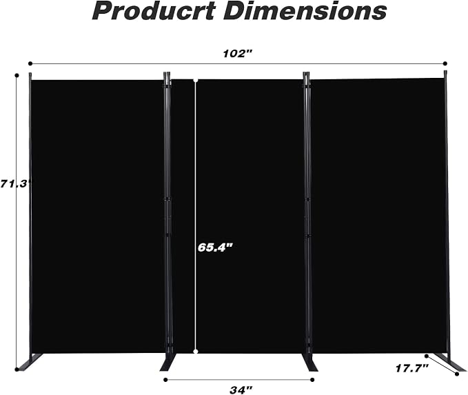 CHOSENM Room Divider, 3 Panel Folding Privacy Screens — view 2