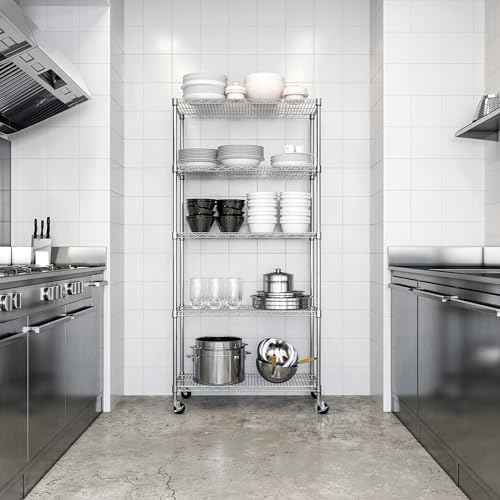 UltraDurable 5-Tier NSF Steel Wire Shelving, 36"W x 18"D x 75"H — view 5