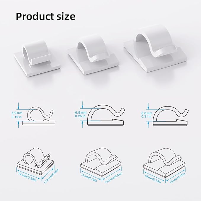ITUGOU 100 PCS White Adhesive Cable Clips Cord Organizer, Wire Holder — view 3