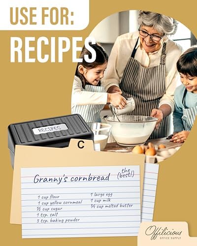 OFFILICIOUS Index Card Box 3x5 - Recipe Box with Manila Dividers & — view 4