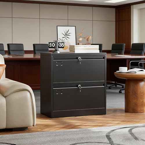 SUXXAN Lateral File Cabinet with Lock and Name Card Slots, 2 Drawer Metal Filing Cabinet for Home Office, Indi — view 5