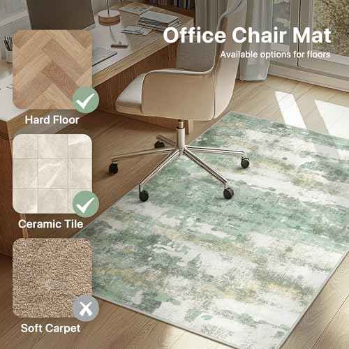 Office Chair Mat for Hardwood Tile Floor, Abstract 48"X 72" Desk Mats for Office Chair on Rolling Chairs Carpe — view 3