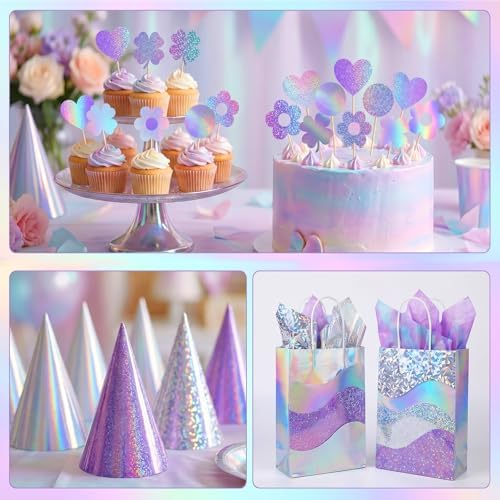 120 Sheets Holographic Cardstock Metallic Shiny Iridescent Mirror Paper — view 7