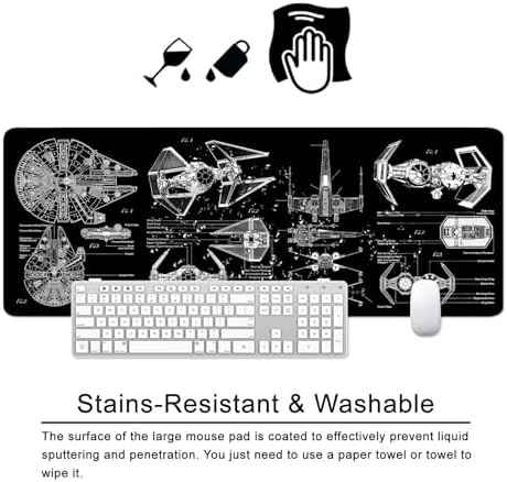 Black Gaming Mouse Pad Large Mouse Pad XL Desk Mat 31.5x11.8x0.12 inch Large Desk Pad Design Keyboard Pad (Des — view 3
