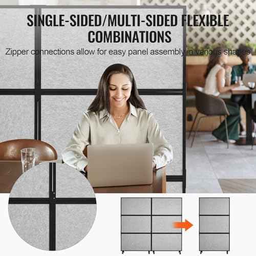 VEVOR Office Divider, 2 Panel Office Partition, Freestanding Office Divider Wall Partition & Privacy Divider R — view 5