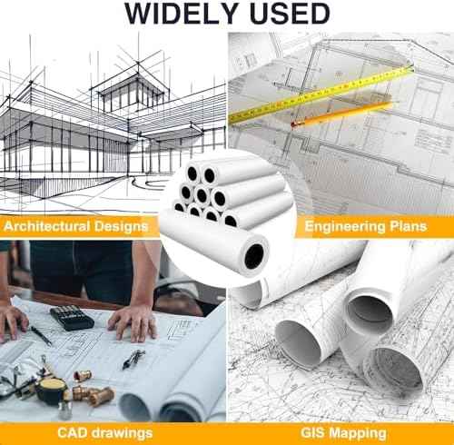 VOISEN Wide Format Paper, 2 Rolls Plotter Paper 24 In x 150 Ft — view 4