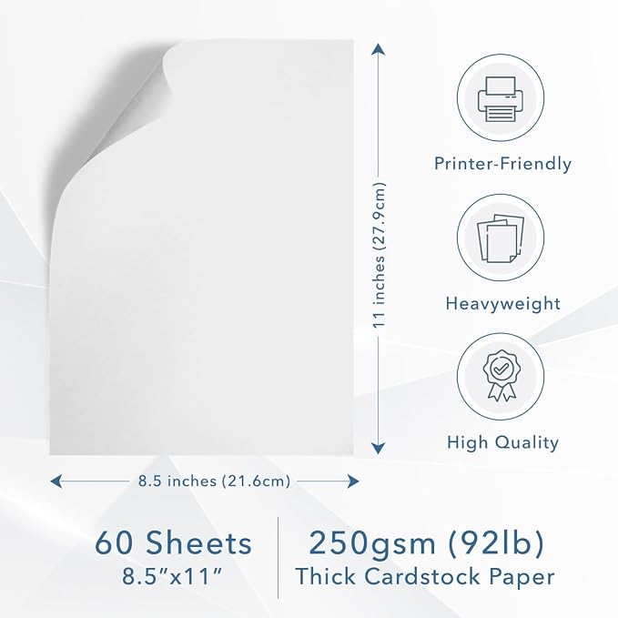 MOS White Cardstock Paper 8.5 x 11 Inch — Heavyweight Letter Size Card Stock — view 2