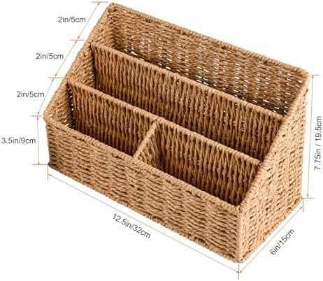 DINGTAI Woven Mail Organizer Countertop, 12 Inch Mail Organizer Basket for Bill and Pen, Farmhouse Desk organi — view 5