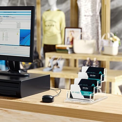 HIIMIEI Acrylic Business Card Display, Multiple Card Holder for Office, Home, Restaurant - 4 Slot 4 Tier — view 3
