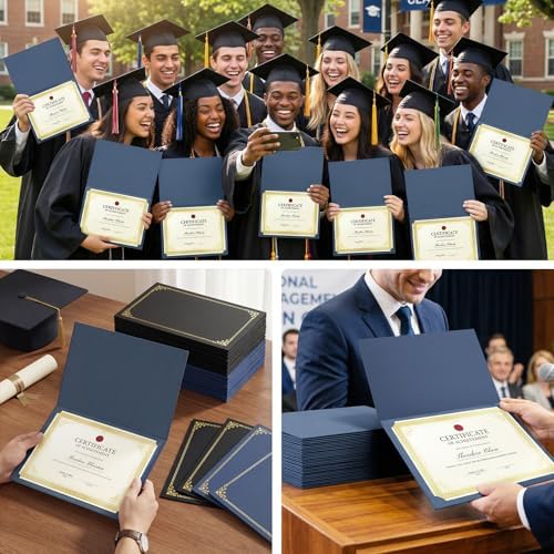 SUNEE Certificate Holders(Navy Blue, 30 Packs), Diploma Covers Gold Foil Border, for Letter Size 8.5x11 Certif — view 7