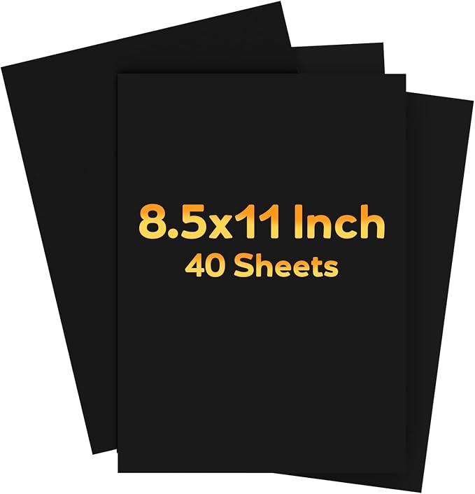 Black Cardstock 8.5 x 11 Card Stock Construction Paper, 40 Sheets Black Paper