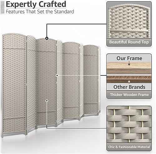 Sorbus Foldable Room Divider, Mesh Privacy Screen (8 Panel, Beige) — view 3