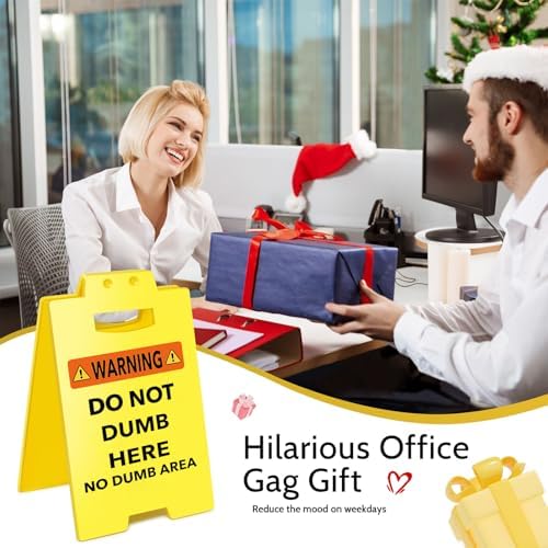 Smilelife Funny Office Cubicle Decor No Dumb Area Desk Sign Team Office Gag Gifts for Coworker Teammate Employ — view 7