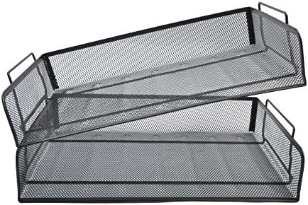 EASEPRES 4 Pack Stackable Desk Paper Tray, Metal Mesh Desktop Document Letter File Organizer for Office Home S — view 6