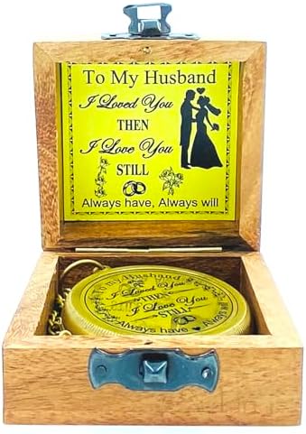 MADSNIIB Engraved Compass with Wooden Box, Antique Compass for him, Handmade Gift Ideas for Office,Home Decor, — view 6