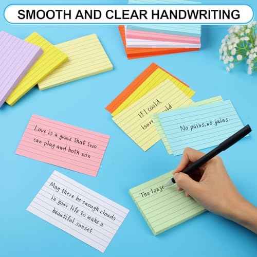 Utron 248 Sheets Colored Index Cards 3x5, Double-Sided Blank Notes Flash Cards for Studying, Note Cards 3x5 Li — view 4