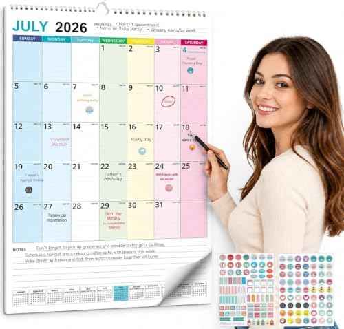 Large Wall Calendar 2026-2027, 18-Month, Jul 2026-Dec 2027, 15x22in