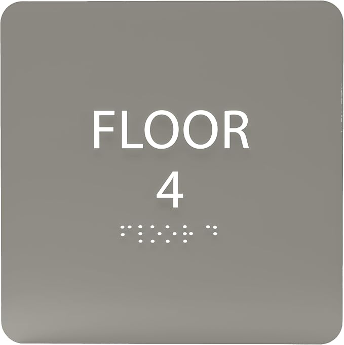 Clean Grey ADA Floor 4 Sign
