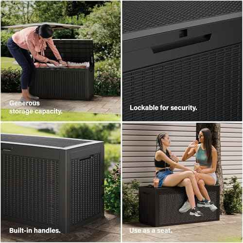 150 Gallon Outdoor Storage Box Patio Deck Box Waterproof, Resin Lockable Outside Large Storage Bin for Pool Cu — view 6