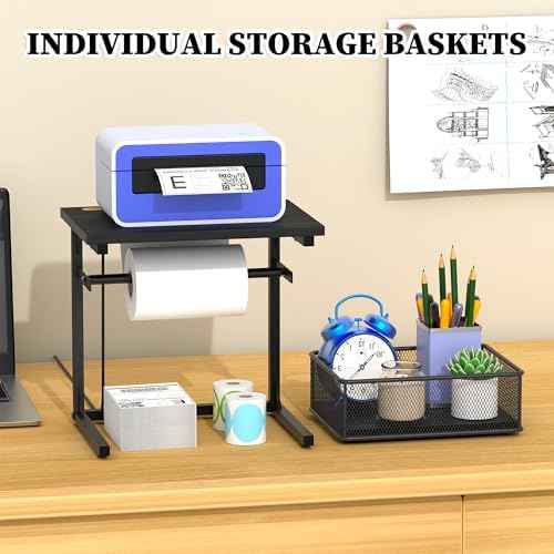 Label Holder for Rolls and Fan-Fold Labels, Shipping Thermal Label Holder with Drawer for Desktop Thermal Prin — view 3