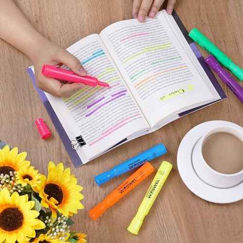 WOSWEL Highlighters Bulk, 72 Pack Tank Style Highlighters Assorted Fluorescent Colors Set, 6 Bright Colors Chi — view 5