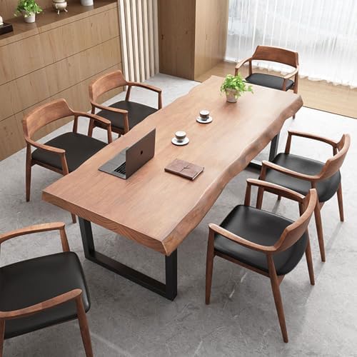 Stylish Solid Wood Office Desk with Sturdy Metal Base - Durable Multi-Size Executive Computer & Dining Table - — view 4